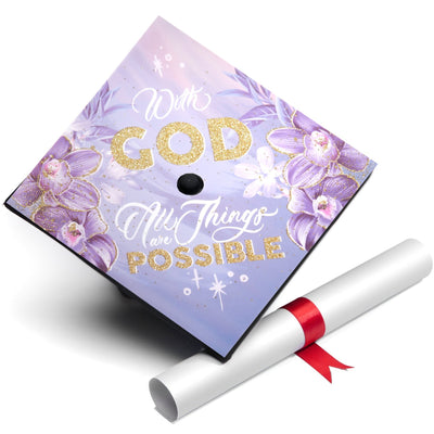 Graduation cap topper, With god all things are possible, Graduation Cap Decoration