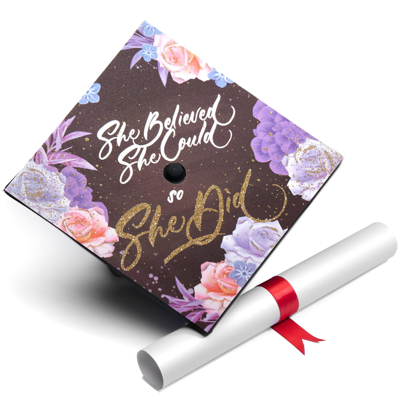 Graduation cap topper, She believed she could so she did, Graduation Cap Decoration