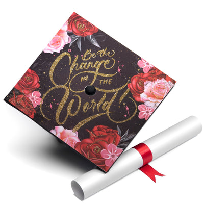 Graduation cap topper, Be the change in the world, Graduation Cap Decoration