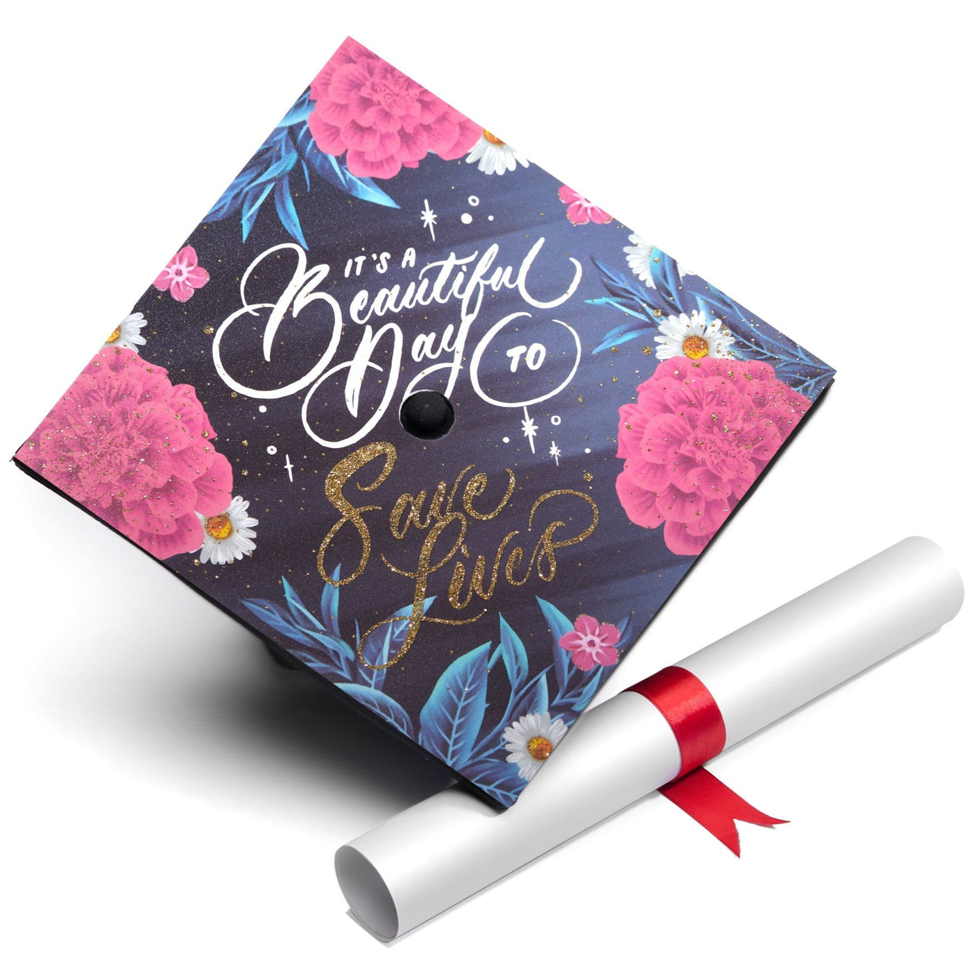 Graduation cap topper, It is a beautiful day to save lives, Graduation Cap Decoration