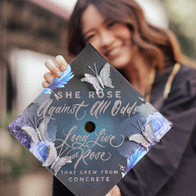 Butterfly Graduation Cap Topper, She Rose Against All odds, Graduation Cap Decorations