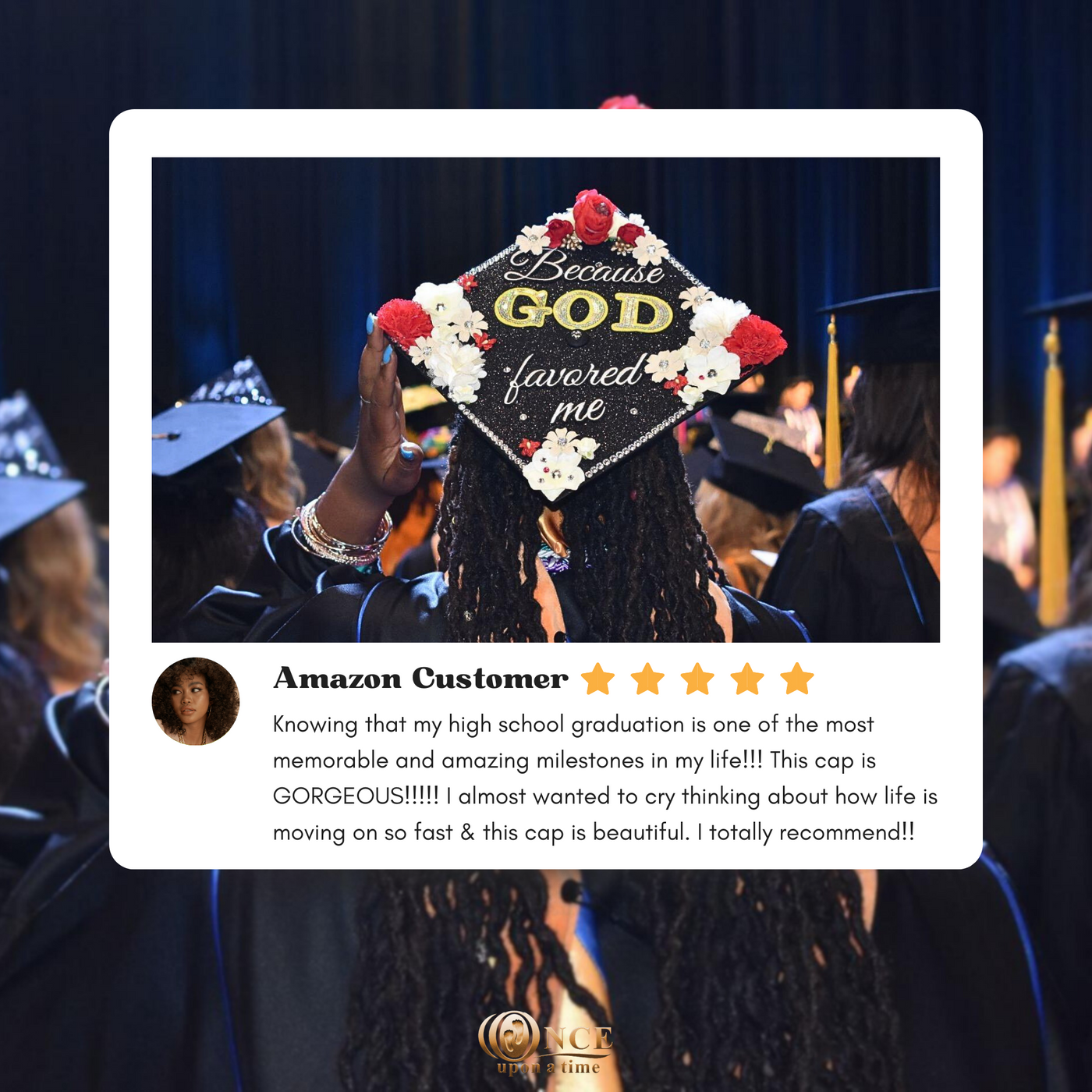 Handmade Graduation Cap Topper, Because God Favored Me, Graduation Cap Decoration