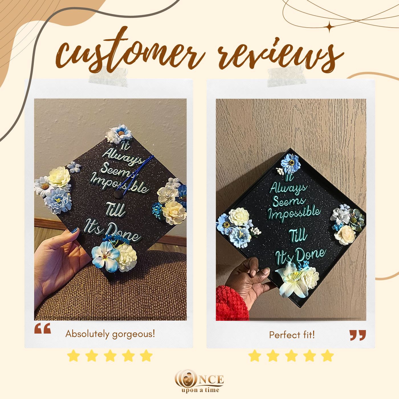 Handmade Graduation Cap Topper, It Always Seem Impossible, Graduation Cap Decorations