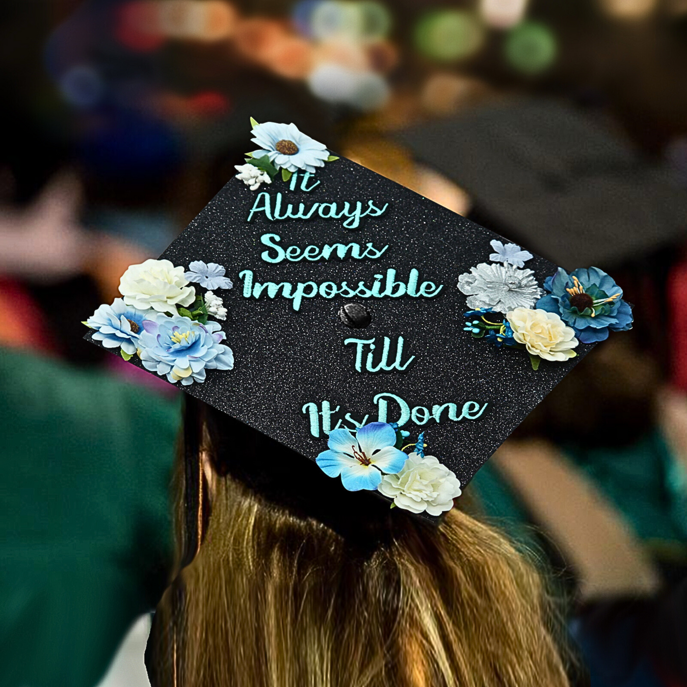 Handmade Graduation Cap Topper, It Always Seem Impossible, Graduation Cap Decorations