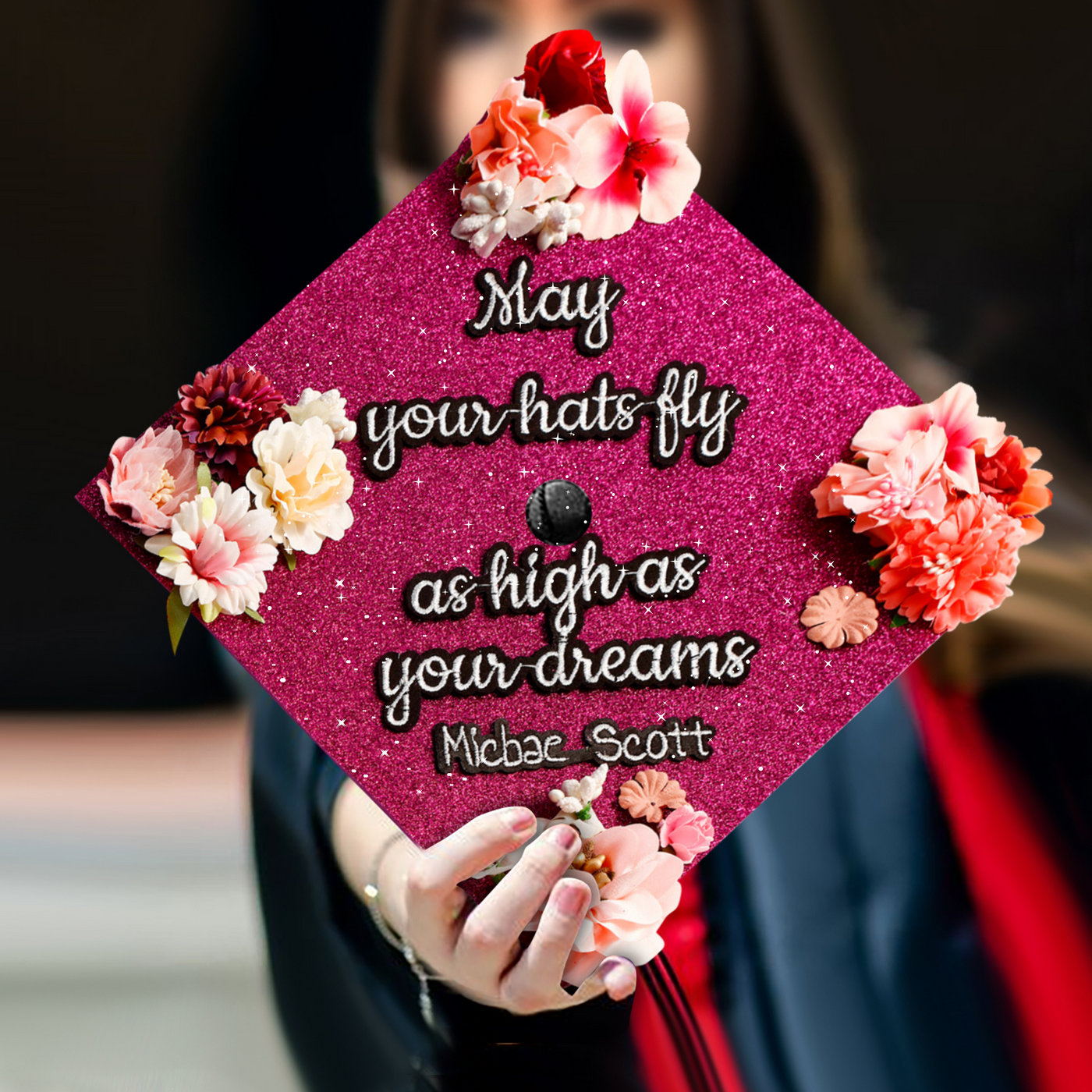 Handmade Graduation Cap Topper, May Your Hats Fly As High As Your Dreams, Graduation Cap Decorations