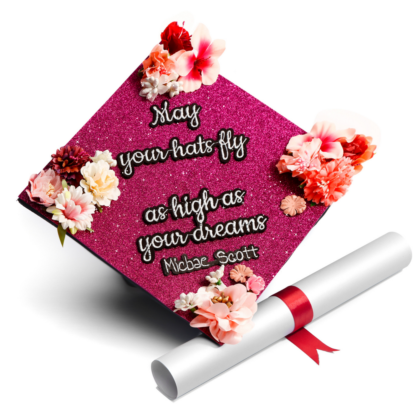 Handmade Graduation Cap Topper, May Your Hats Fly As High As Your Dreams, Graduation Cap Decorations