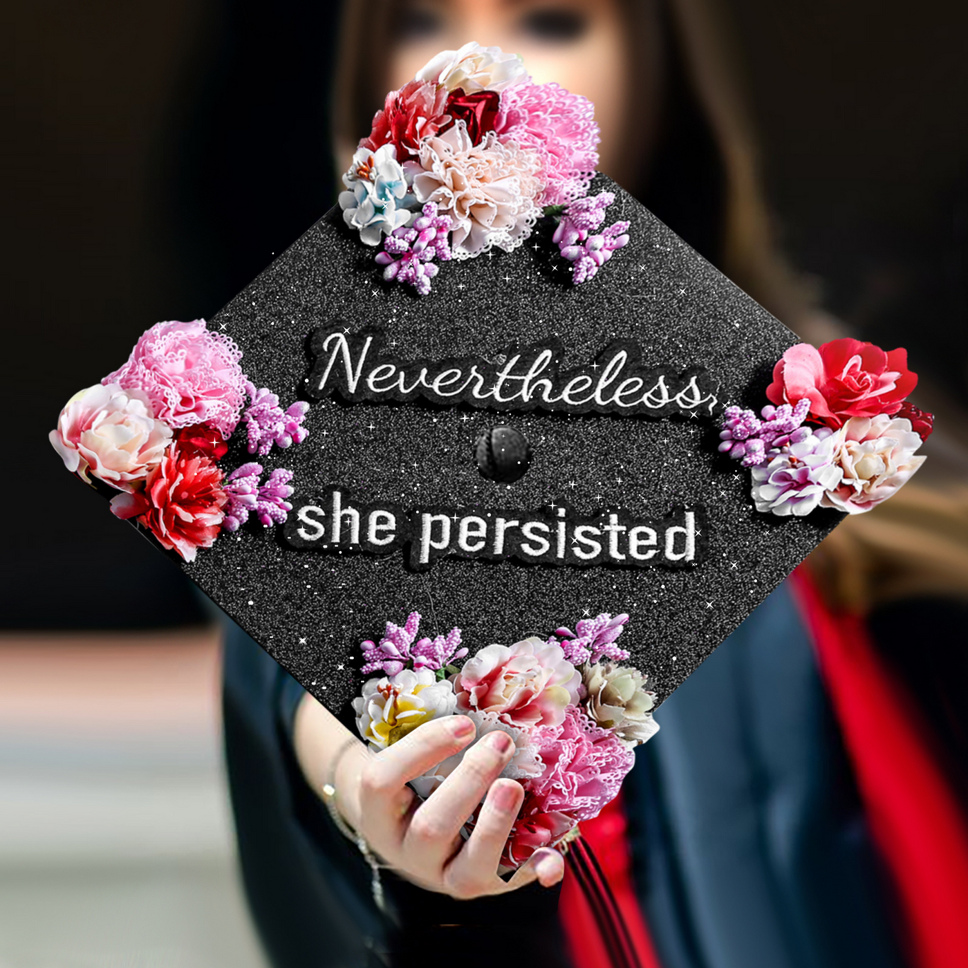 Handmade Graduation Cap Topper, Nevertheless She Persisted, Graduation Cap Decorations