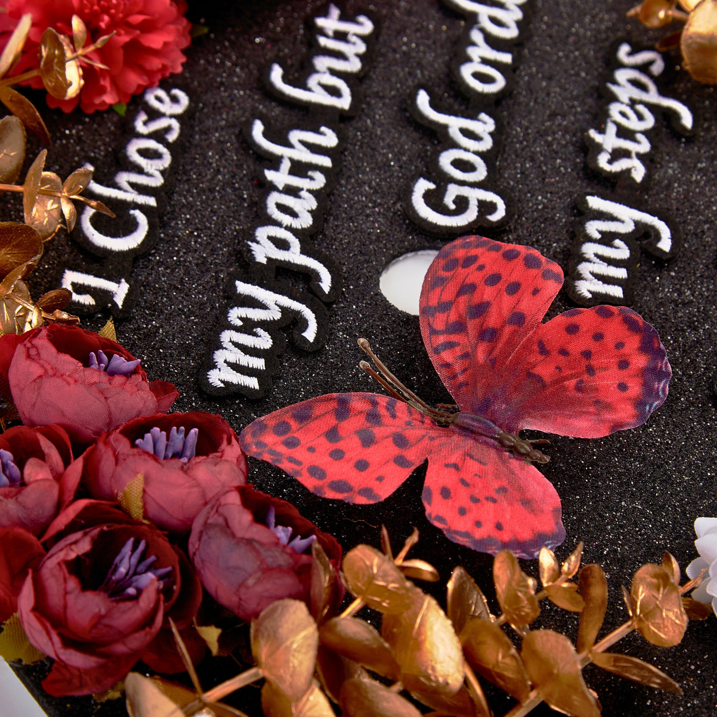 Butterfly Graduation Cap Topper, I Chose My Path But God Ordered My Steps, Graduation Cap Decorations