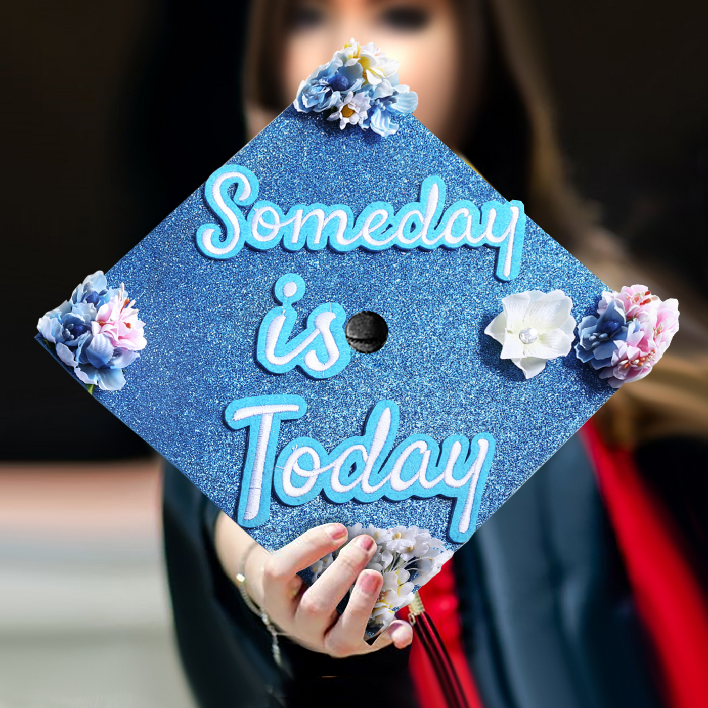 Handmade Graduation Cap Topper, Someday Is Today, Graduation Cap Decorations