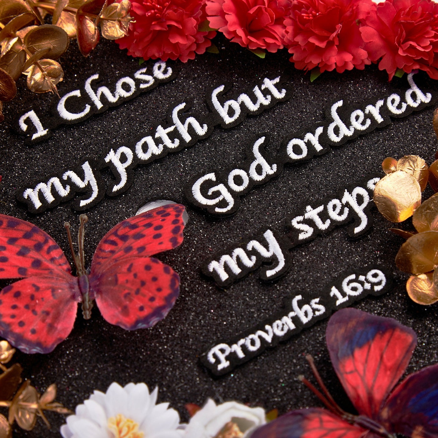 Butterfly Graduation Cap Topper, I Chose My Path But God Ordered My Steps, Graduation Cap Decorations