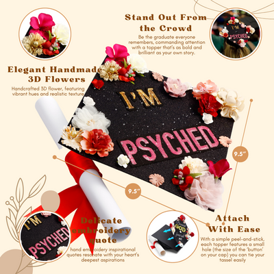 Handmade Graduation Cap Topper, I'm Psyched, Graduation Cap Decorations