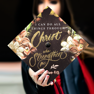 Graduation cap topper, I can do all things through Christ who strengthens me, Graduation Cap Decoration