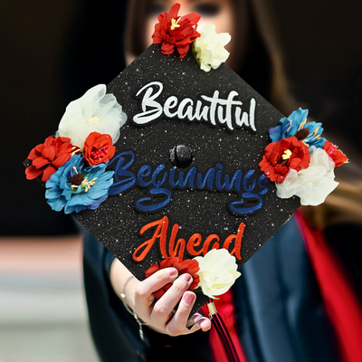 Handmade Graduation Cap Topper, Beautiful Beginnings Ahead, Graduation Cap Decoration