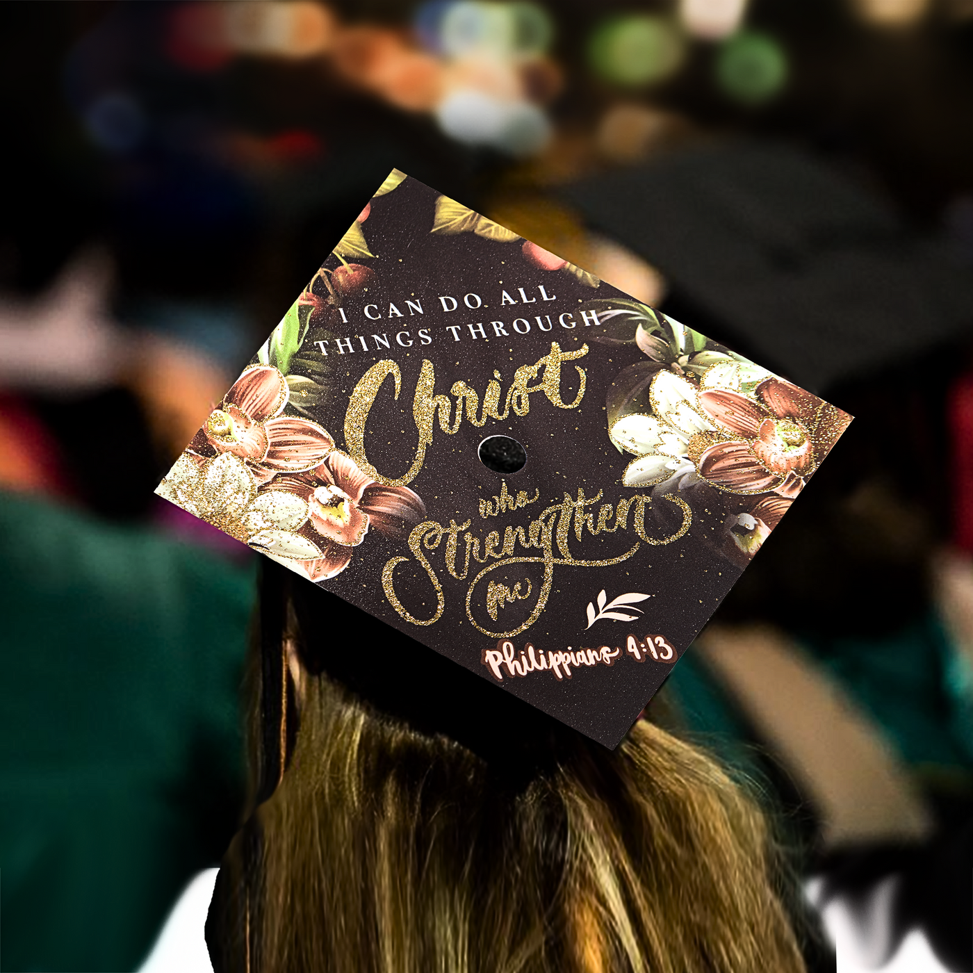 Graduation cap topper, I can do all things through Christ who strengthens me, Graduation Cap Decoration