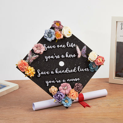 Butterfly Graduation Cap Topper, Save One Life and you're a hero save a hundred lives and you're a nurse, Graduation Cap Decorations