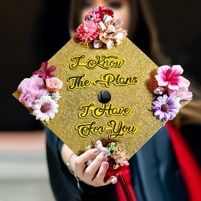 Handmade Graduation Cap Topper, For I Know The Plans I Have for You, Graduation Cap Decoration