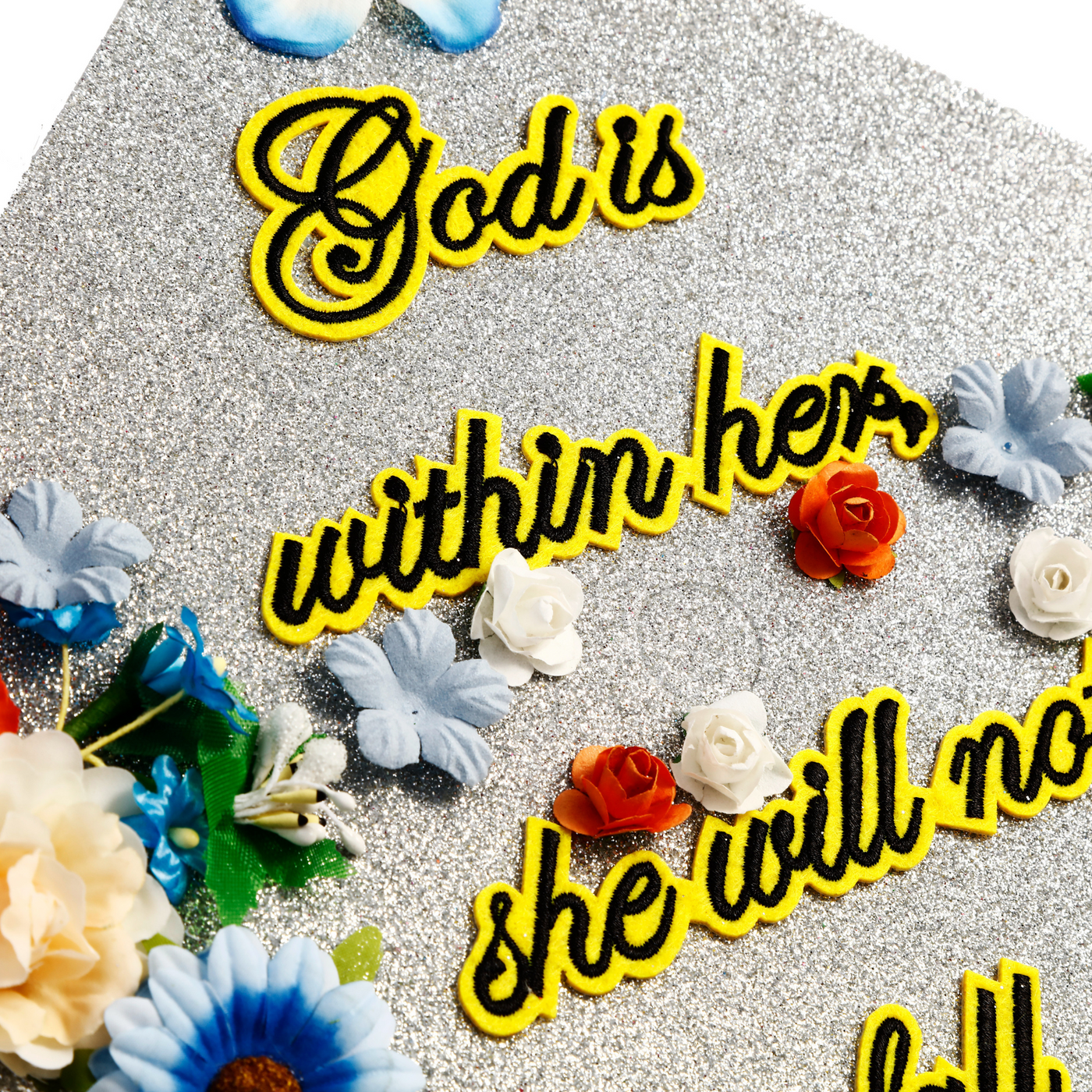 Handmade Graduation Cap Topper, God Is Within Her She Will Not Fall, Graduation Cap Decoration