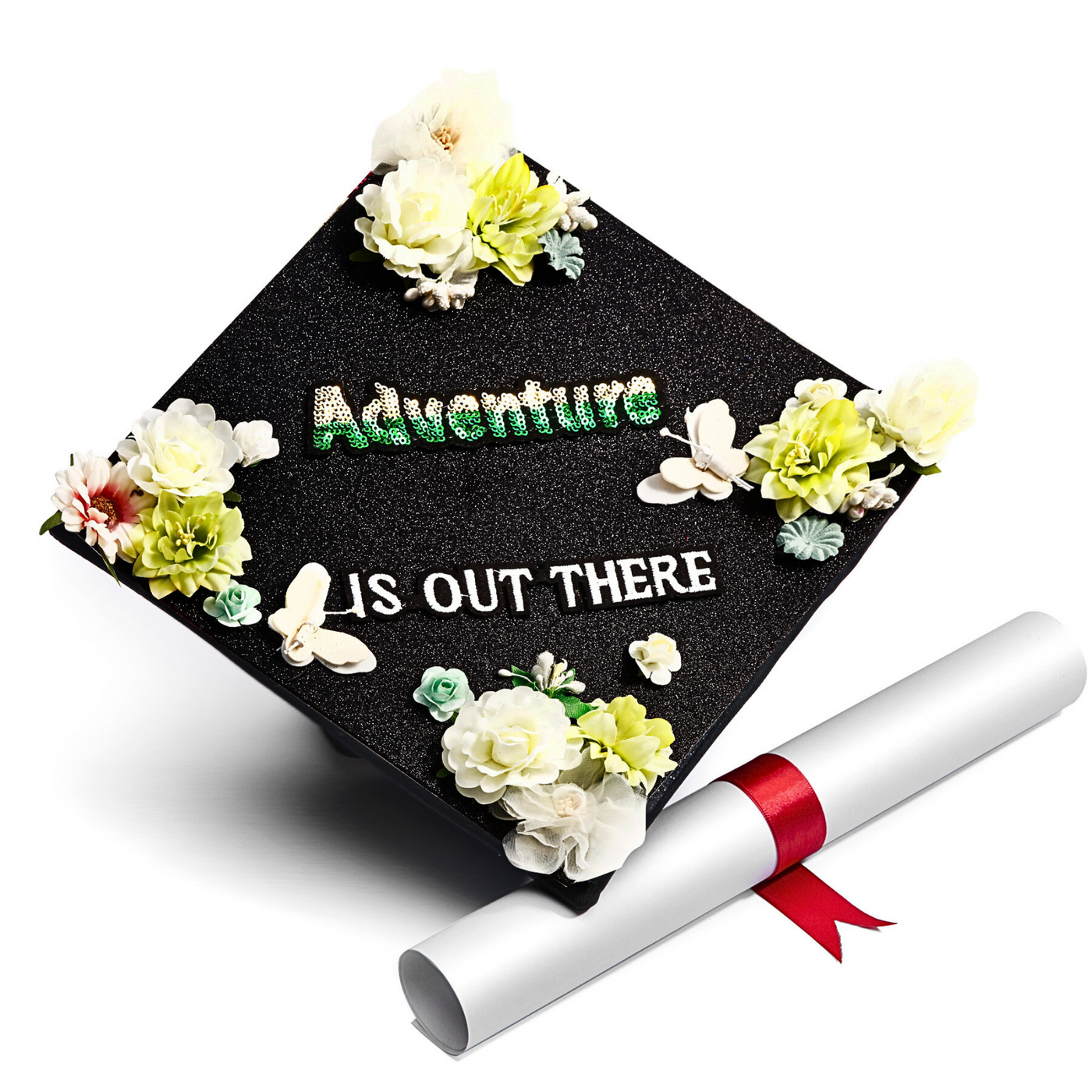 Handmade Graduation Cap Topper, Adventure Is Out There, Graduation Cap Decoration