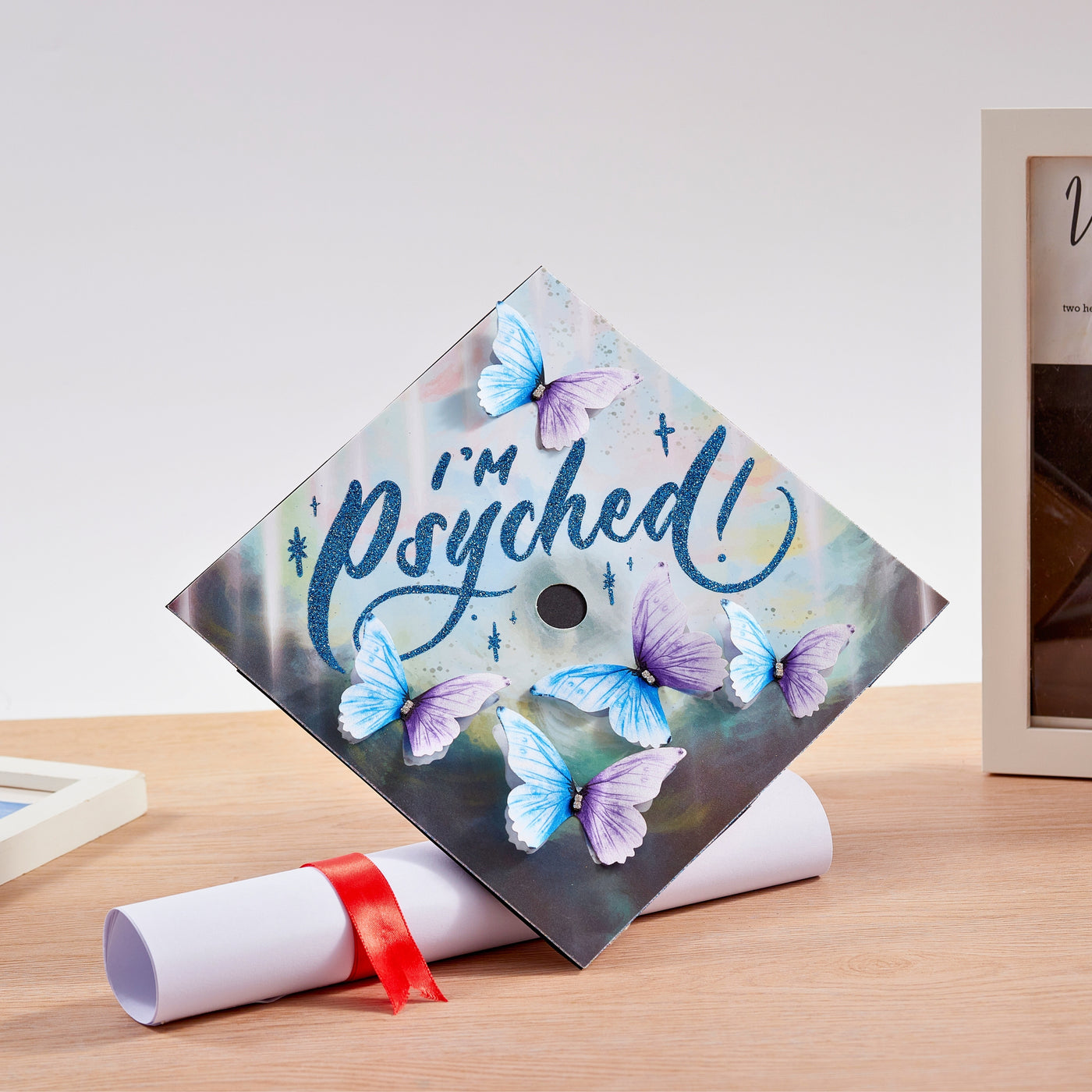 Butterfly Graduation Cap Topper, I'm Psyched, Graduation Cap Decorations