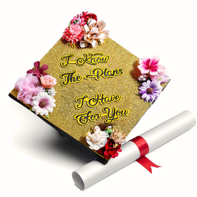 Handmade Graduation Cap Topper, For I Know The Plans I Have for You, Graduation Cap Decoration