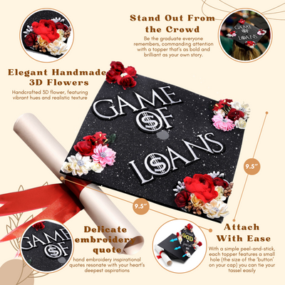 Handmade Graduation Cap Topper, Game of Loans, Graduation Cap Decoration