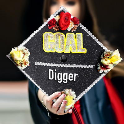 Handmade Graduation Cap Topper, Goal Digger, Graduation Cap Decoration