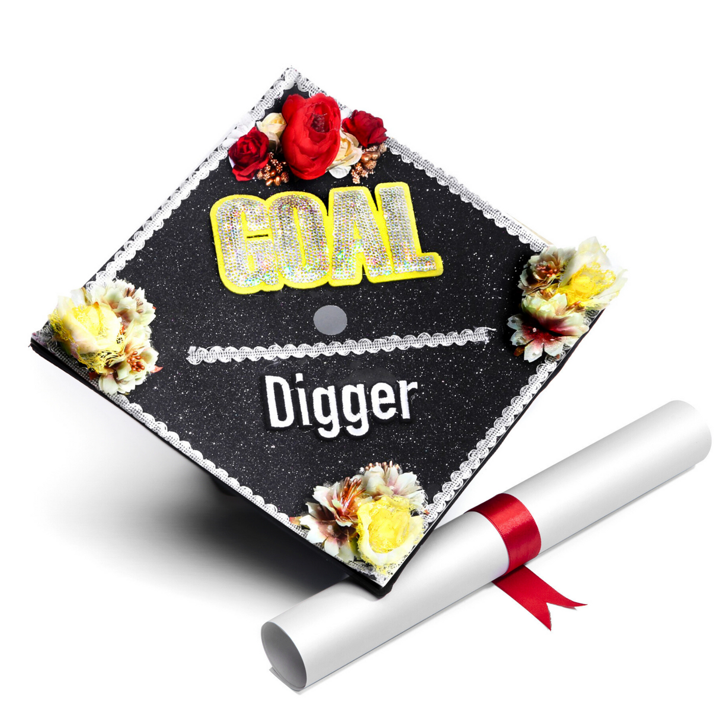 Handmade Graduation Cap Topper, Goal Digger, Graduation Cap Decoration