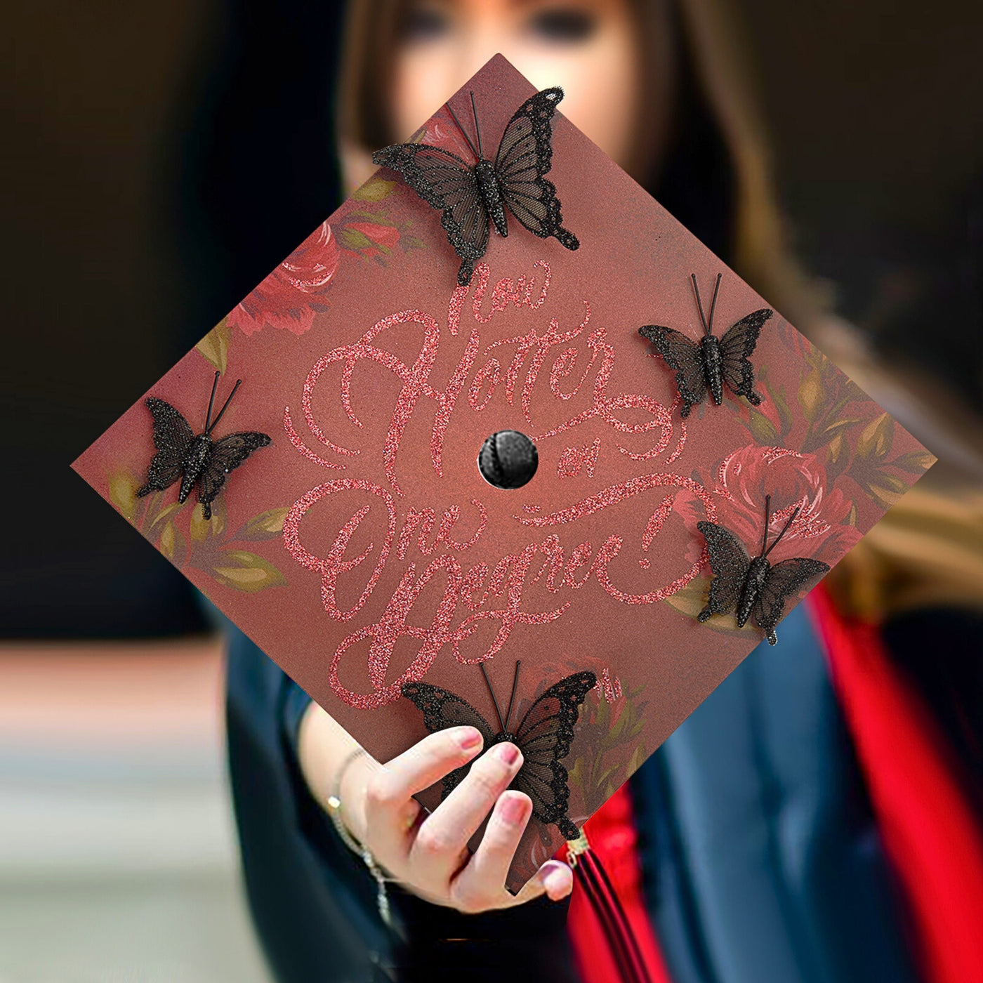 Butterfly Graduation Cap Topper, Now Hotter by One Degree, Graduation Cap Decorations