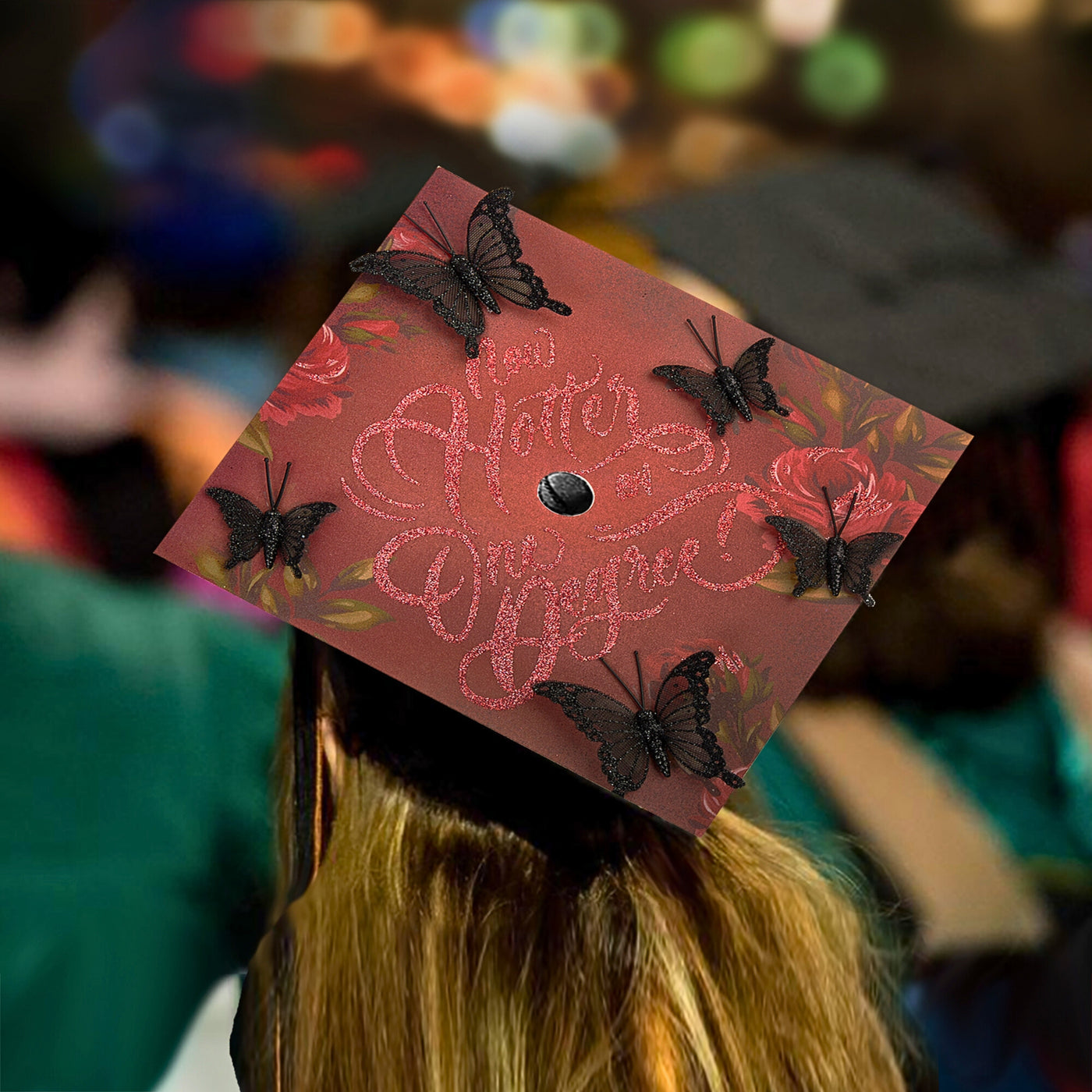 Butterfly Graduation Cap Topper, Now Hotter by One Degree, Graduation Cap Decorations