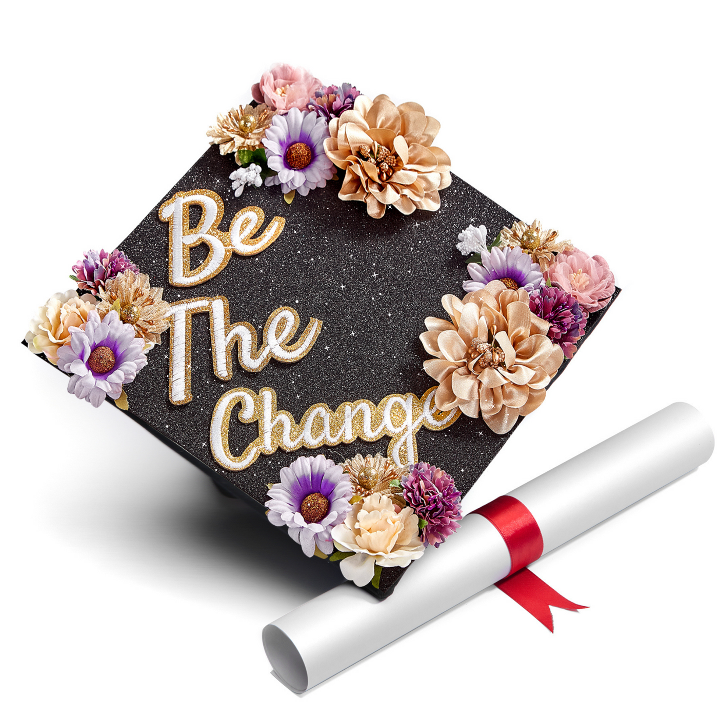 Handmade Graduation Cap Topper, Be the Change, Graduation Cap Decoration