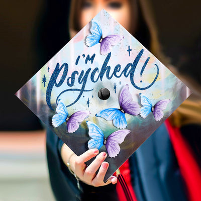 Butterfly Graduation Cap Topper, I'm Psyched, Graduation Cap Decorations