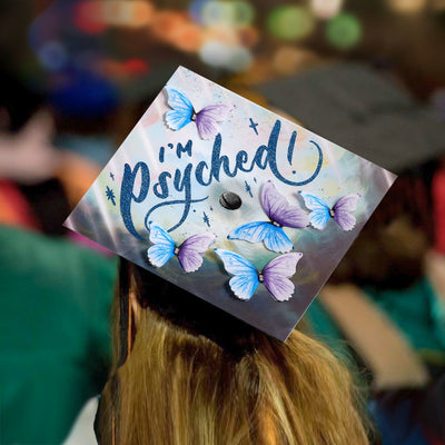 Butterfly Graduation Cap Topper, I'm Psyched, Graduation Cap Decorations