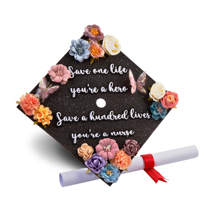 Butterfly Graduation Cap Topper, Save One Life and you're a hero save a hundred lives and you're a nurse, Graduation Cap Decorations