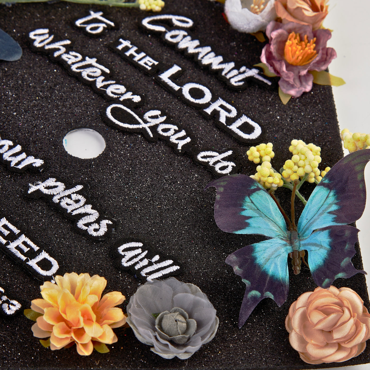 Butterfly Graduation Cap Topper, Commit to the Lord whatever you do, Graduation Cap Decorations