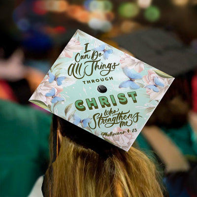 Butterfly Graduation Cap Topper, I Can Do All Things Through Christ, Graduation Cap Decorations