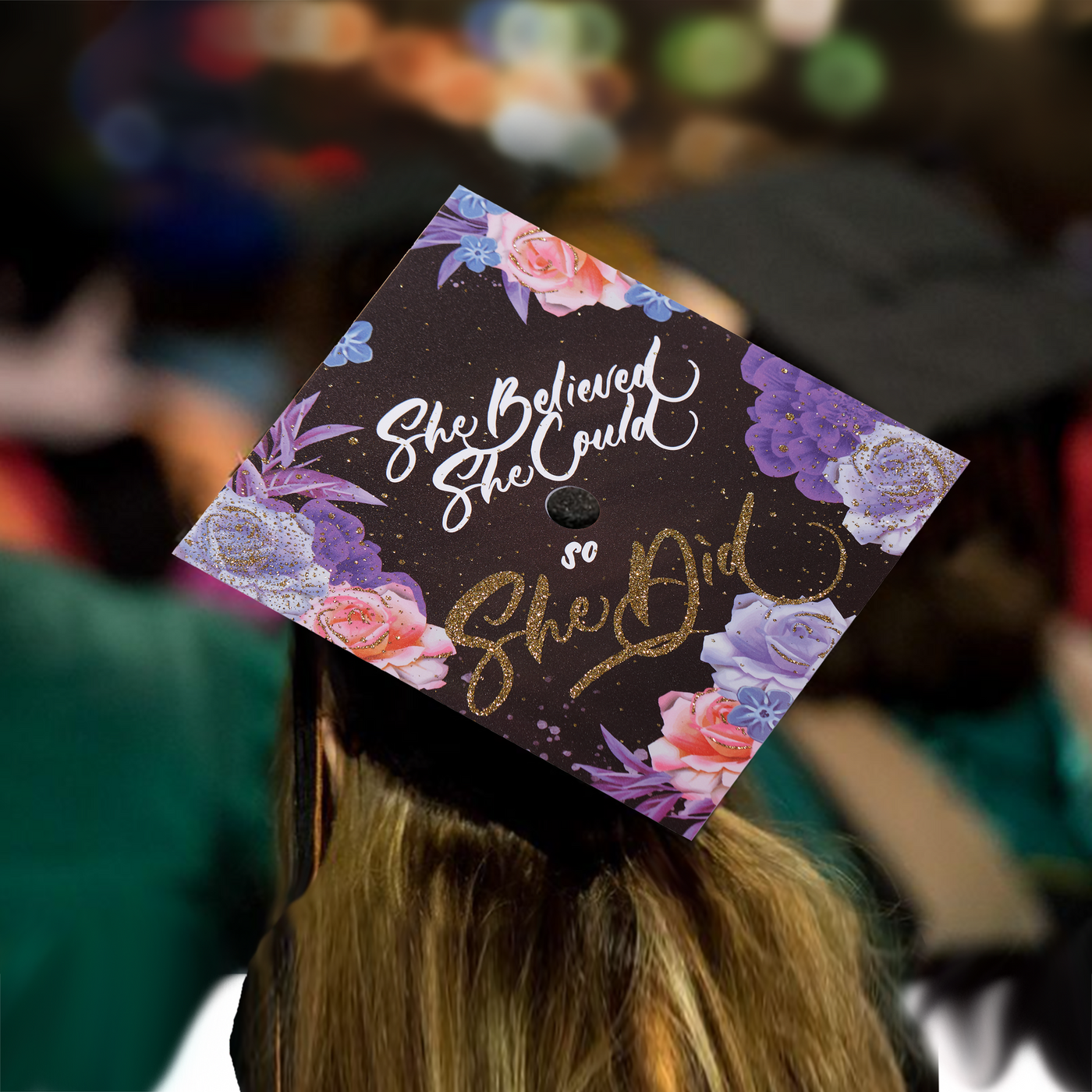 Graduation cap topper, She believed she could so she did, Graduation Cap Decoration