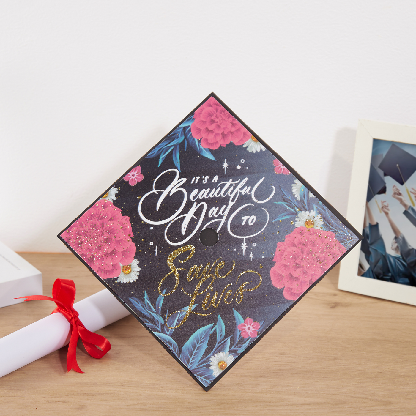 Graduation cap topper, It is a beautiful day to save lives, Graduation Cap Decoration