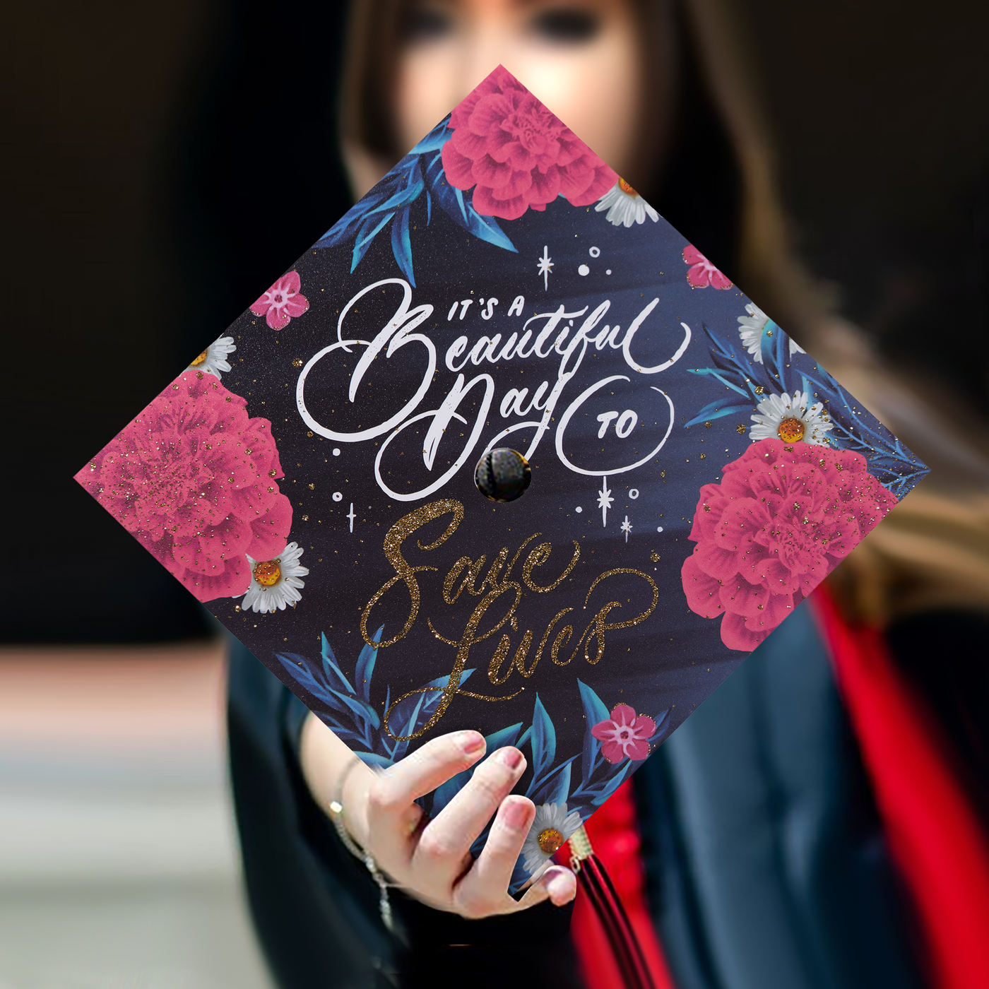 Graduation cap topper, It is a beautiful day to save lives, Graduation Cap Decoration