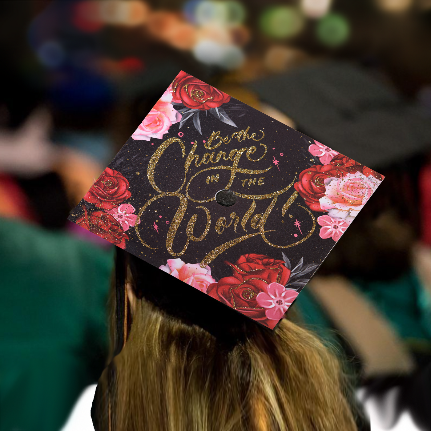 Graduation cap topper, Be the change in the world, Graduation Cap Decoration