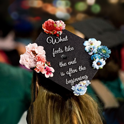 Handmade Graduation Cap Topper, What Feels Like The End, Graduation Cap Decorations