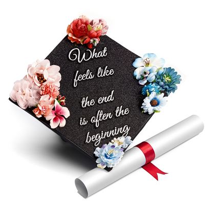 Handmade Graduation Cap Topper, What Feels Like The End, Graduation Cap Decorations