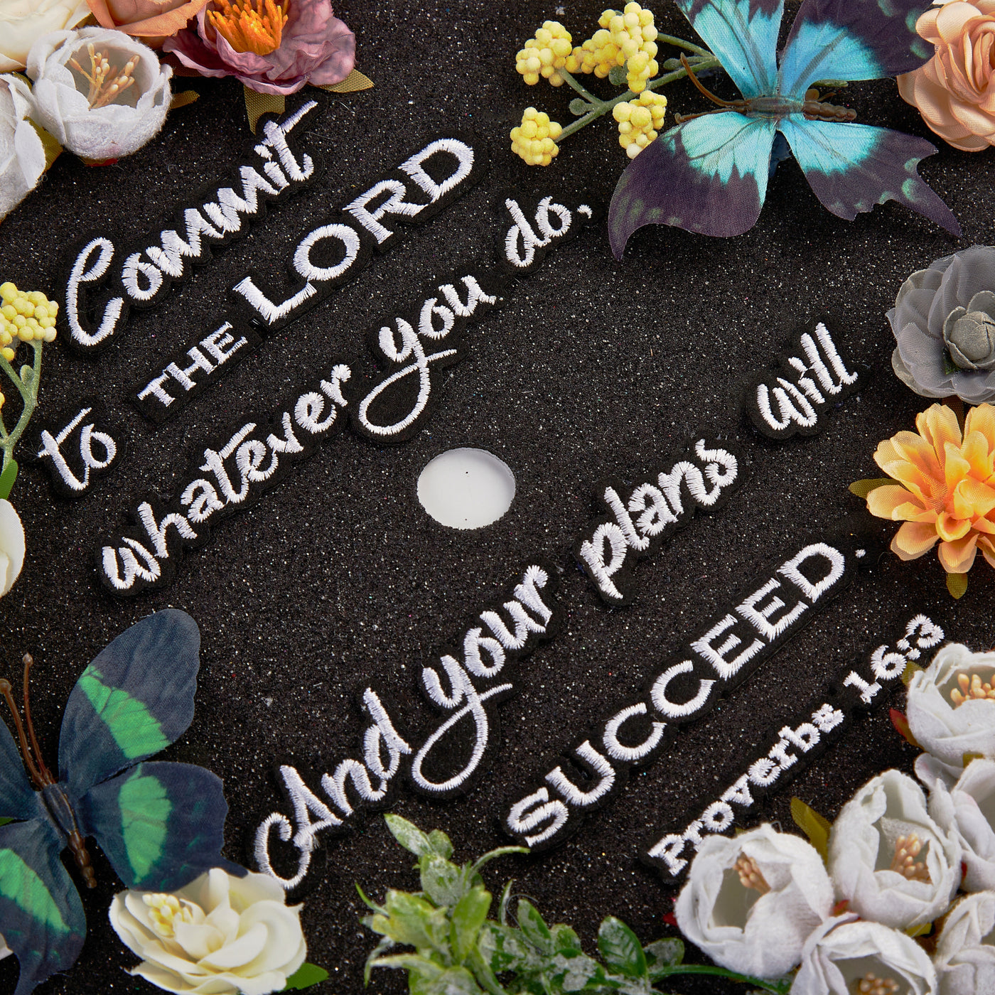 Butterfly Graduation Cap Topper, Commit to the Lord whatever you do, Graduation Cap Decorations