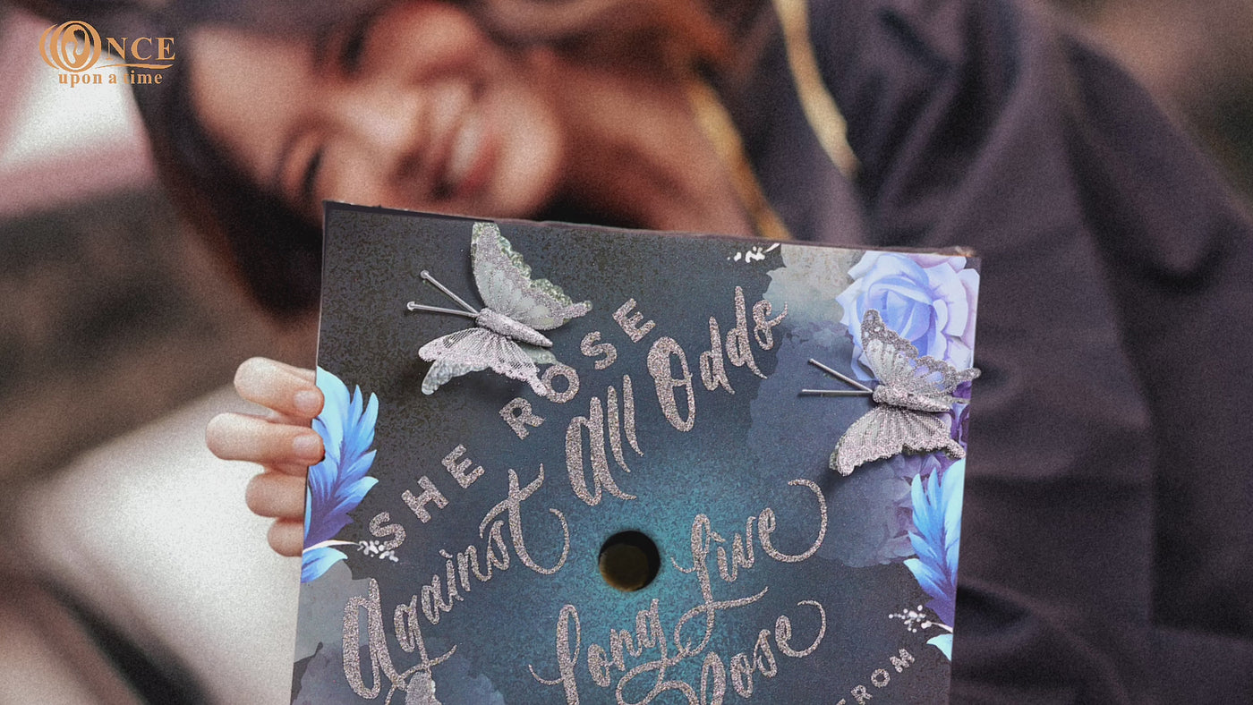 Butterfly Graduation Cap Topper, She Rose Against All odds, Graduation Cap Decorations